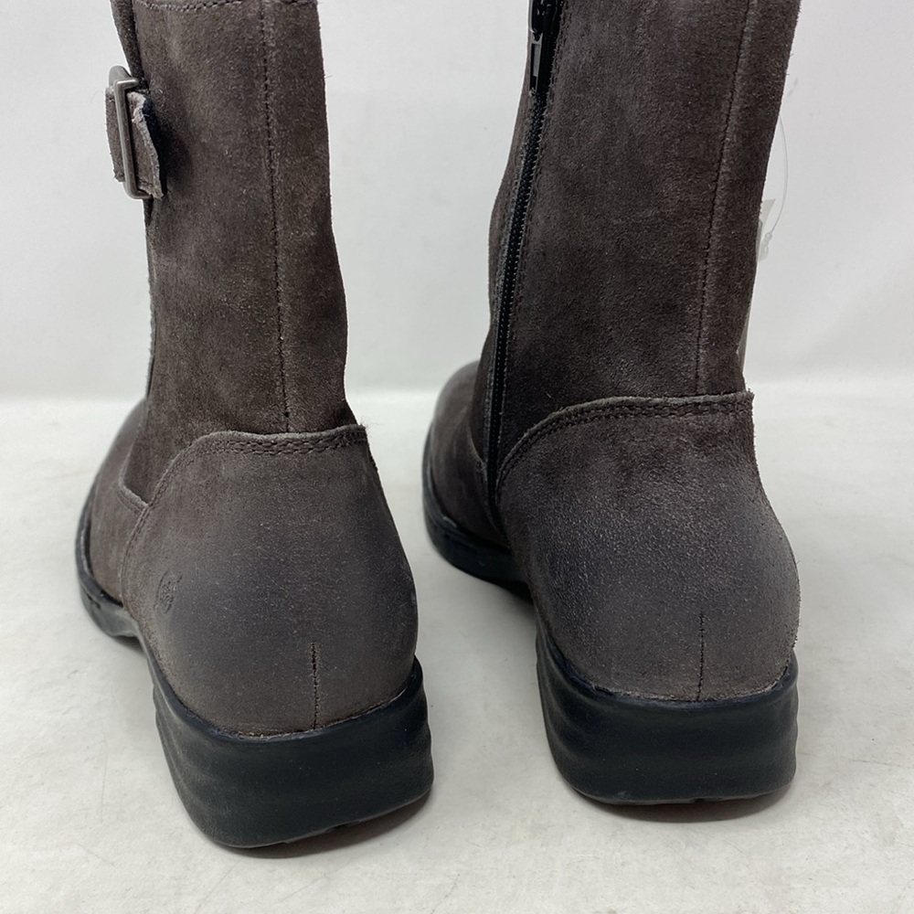 NWOB Born Elia Zippered Distressed Chocolate Suede Buckle Boots - Picture 4 of 11